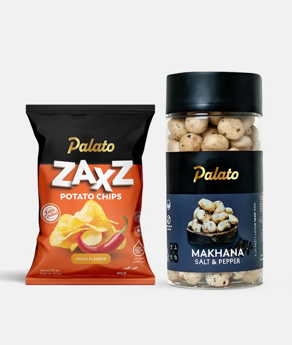 Premium Snack Combo<br>(Chilli Potato Chips 100g + Salt & Pepper Makhana 75g)