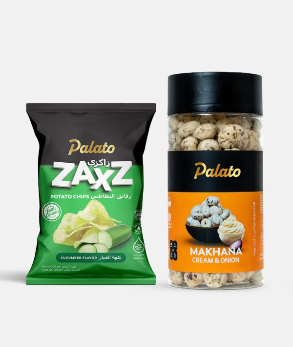 Premium Snack Combo<br>(Cucumber Potato Chips 100g + Cream & Onion Makhana 75g)