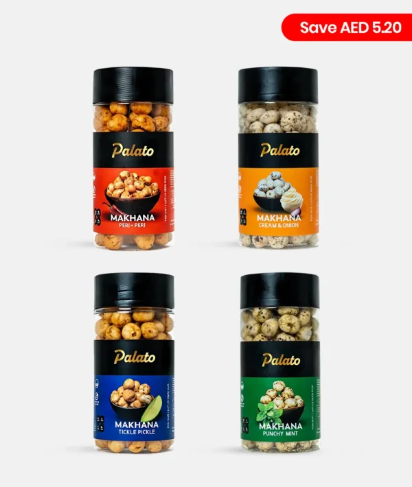 Family Pack - Makhana<br>(Peri Peri + Cream & Onion + Punchy Mint + Tickle Pickle) 4x75g