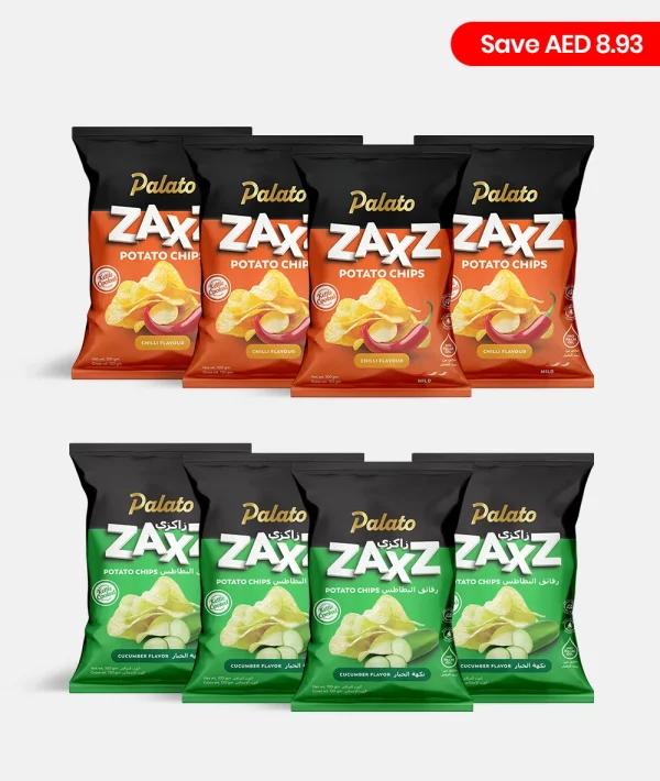 Family Pack - Potato Chips<br>(Chilli Flavour 4x100g + Cucumber Flavour 4x100g)