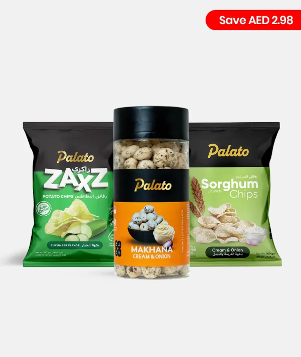 Non Spicy Pack - Chips + Makhana<br>(Cucumber Flavour 100g + Cream & Onion Makhana 75g + Sorghum Millet 100g)