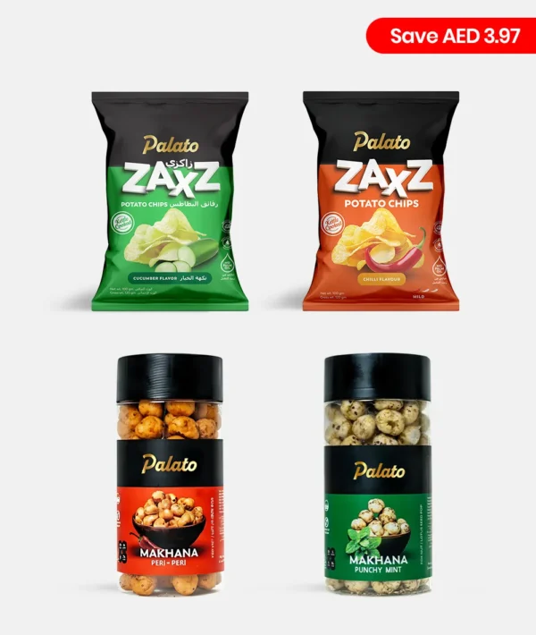 Festive Bundle - Potato Chips + Makhana<br>(Cucumber + Chilli Flavour + Peri Peri Makhana + Punchy Mint Makhana) 4x
