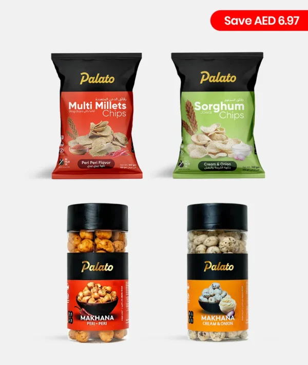 Festive Bundle - Millet Chips + Makhana<br>(Multi Millet + Sorghum Millet + Peri Peri Makhana + Cream & Onion Makhana) 4x